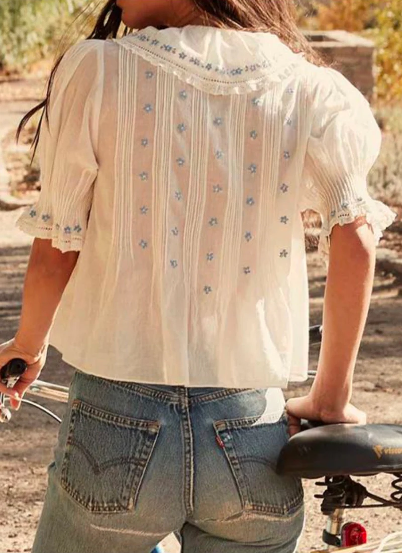 Hettie Cotton Short Sleeve Top - Image 3