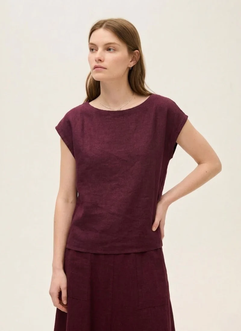 Cap Sleeve Linen Top