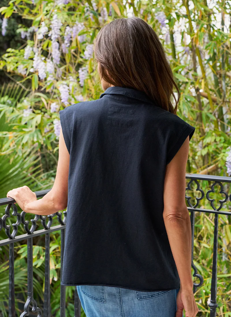 Olivia Cotton Popover Henley Tank Top - Image 3