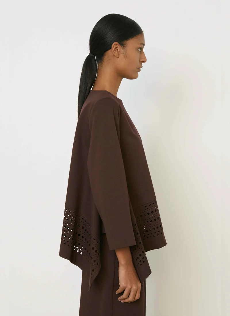 Open Neck Flowy Laser Cut Trim Top - Image 3