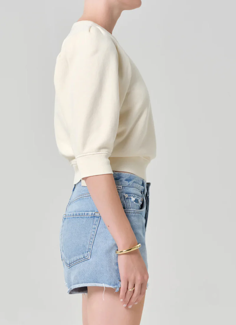 Pleated Short Sleeve Crew Neck Tee - Image 3