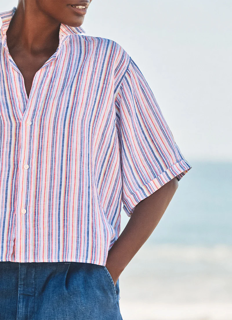 Rosie Linen Short Sleeve Button Up Shirt - Image 3
