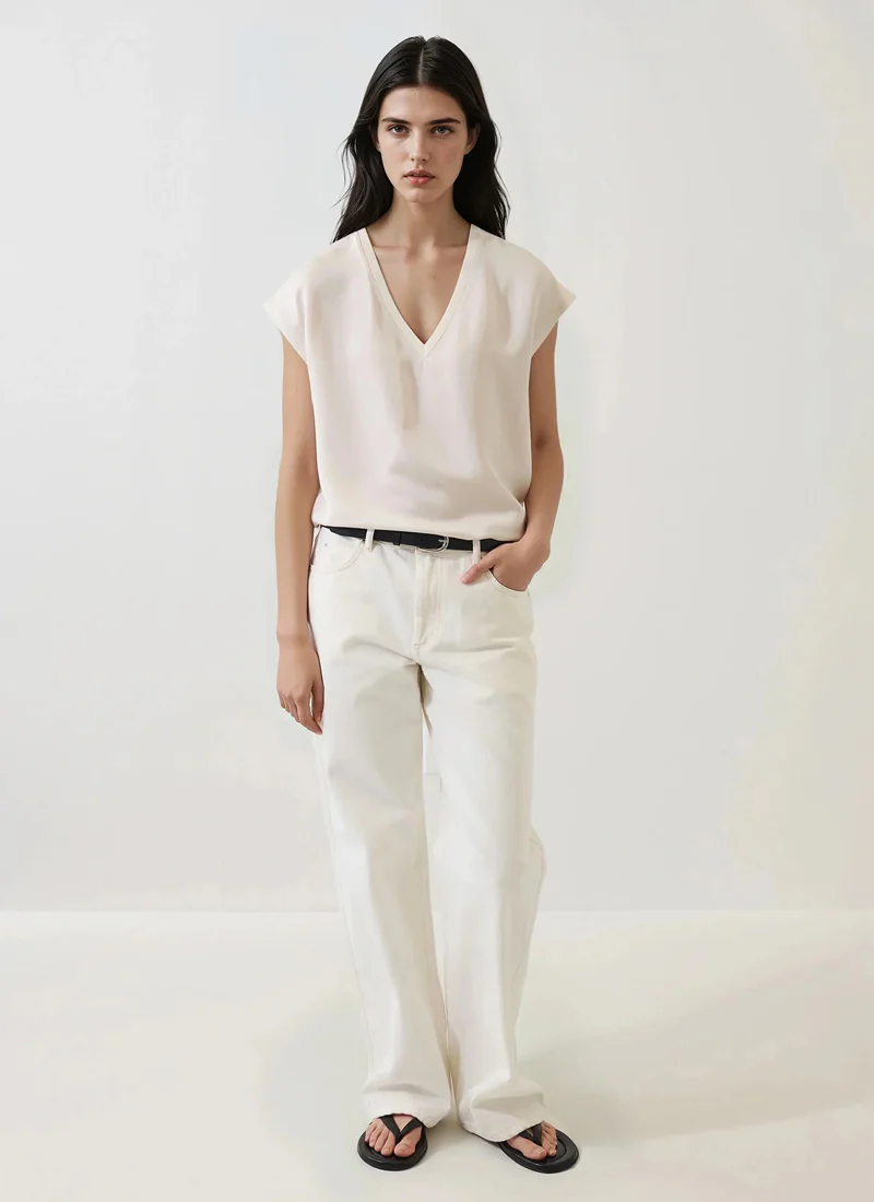 Silk V Neck Dolman Sleeve Tee - Image 5