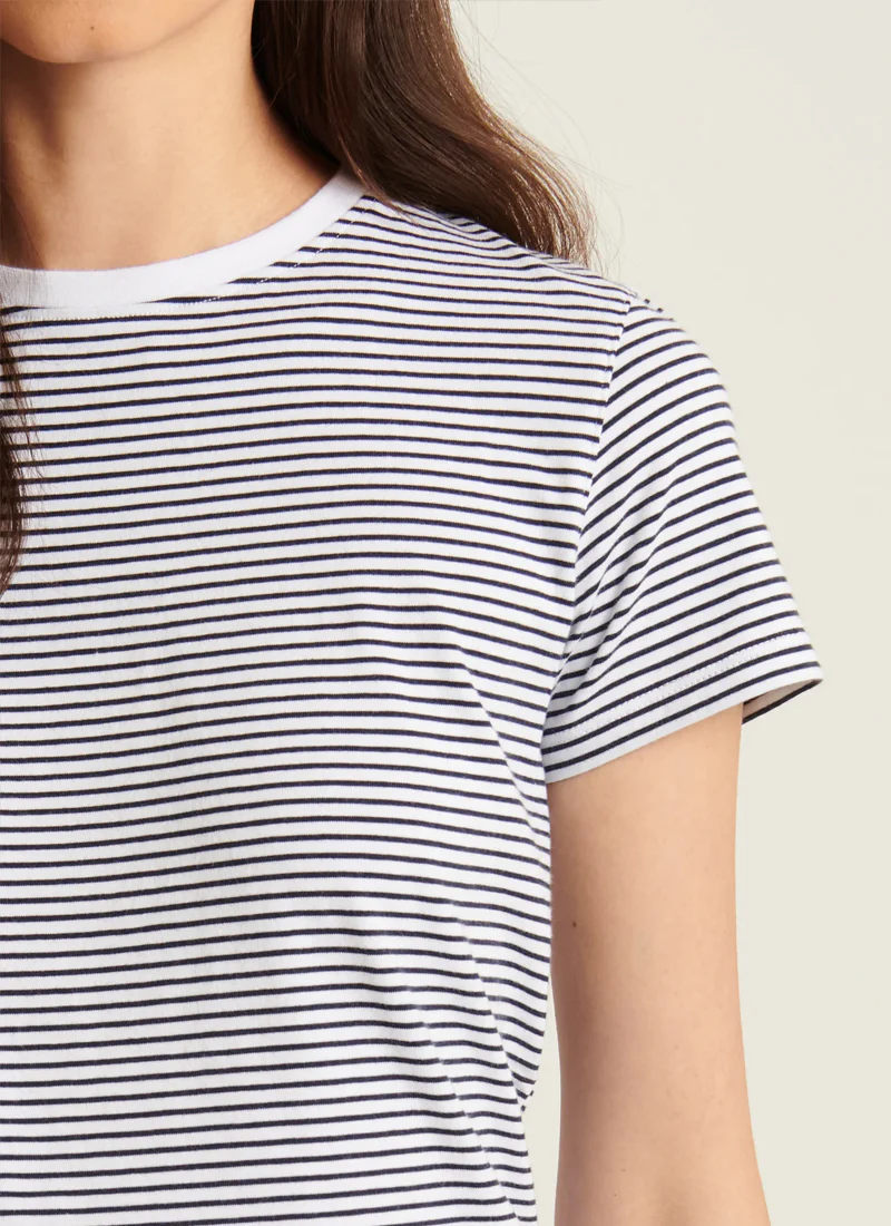 Pima Cotton Stretch Slim Mini Striped T-Shirt - Image 2