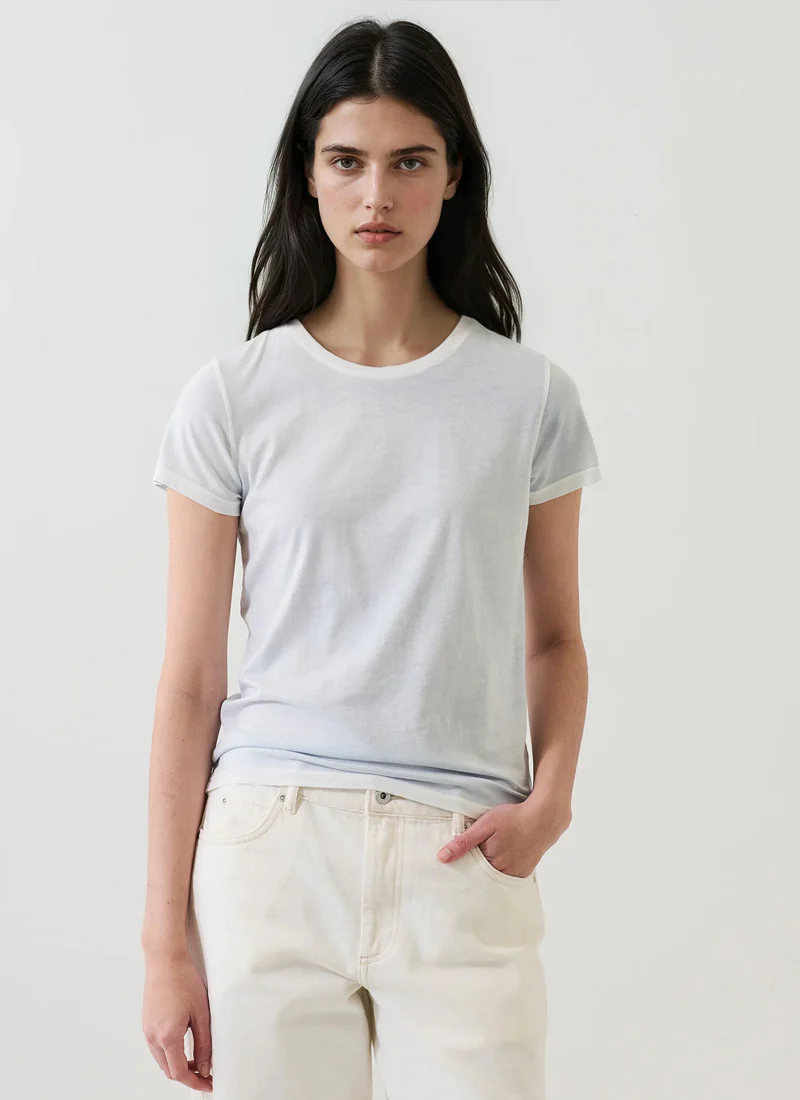 Reverse Spray Pima Cotton Crew Neck Tee