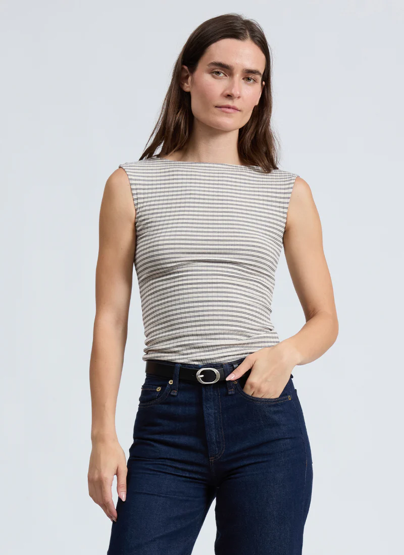 Luca Striped Open Back Tee