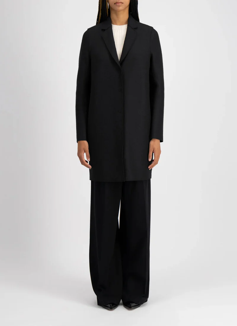 Pressed Wool Cocoon Coat