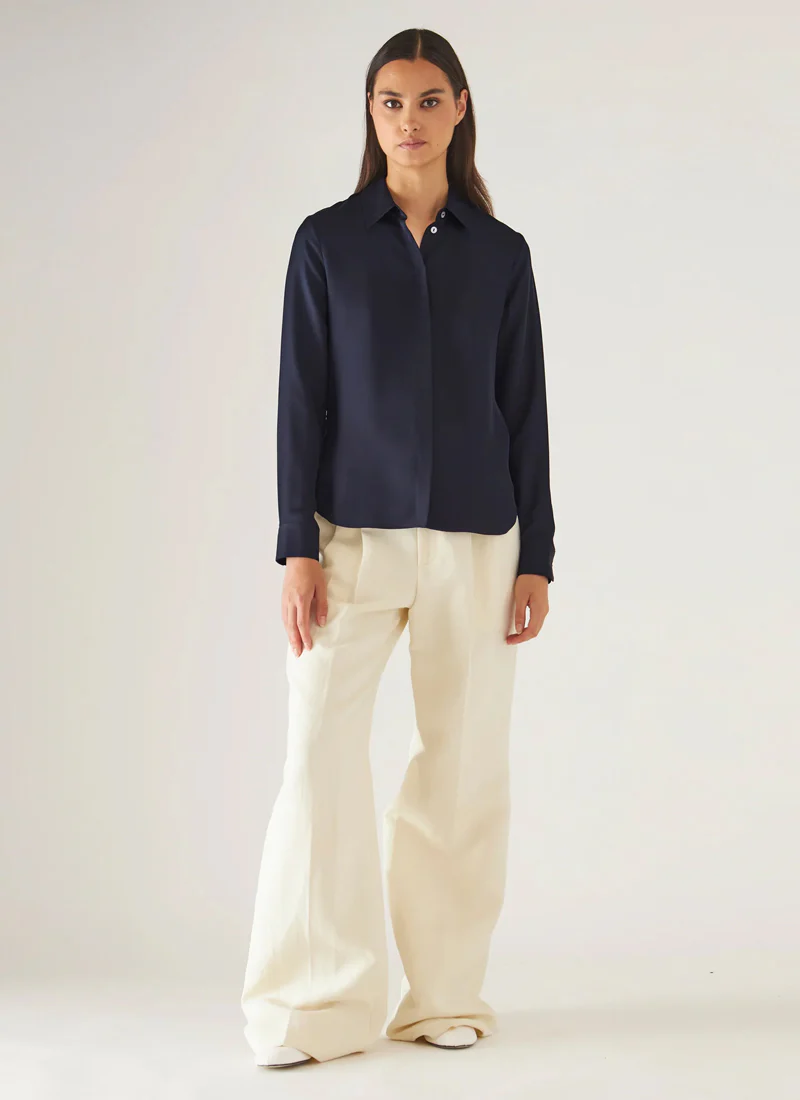 Long Sleeve Slim Silk Shirt - Image 3