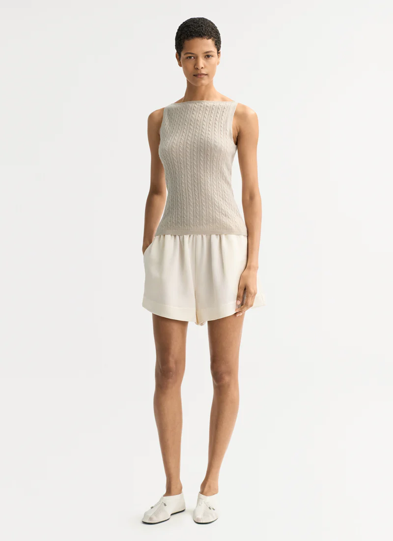 Cable Knit Cashmere Singlet Tank Top - Image 4